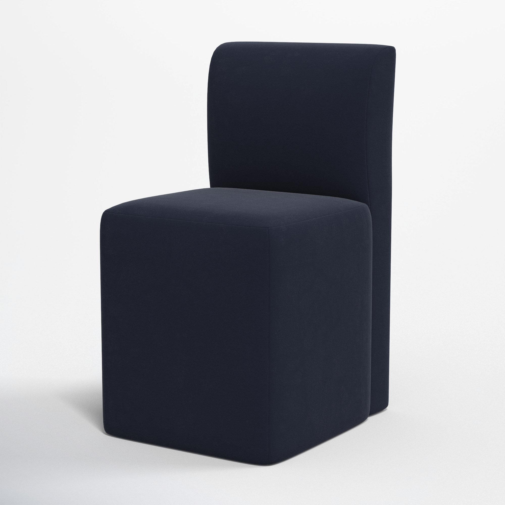 Mendy Upholstered Dining Chair with Casters, Classic Ink Performance Velvet