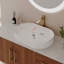 Meuble-lavabo autoportant de 36 pouces avec lavabo vasque en céramique texturée et base en acier inoxydable doré