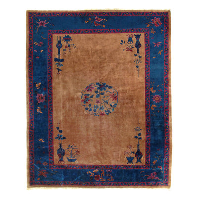 One-of-a-Kind Rectangle 9'31" X 11'8" 2000s Wool Area Rug in Brown/Navy