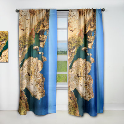Rocky bay in Portugal - Coastal Sea & Shore Blackout Curtain Single Panel