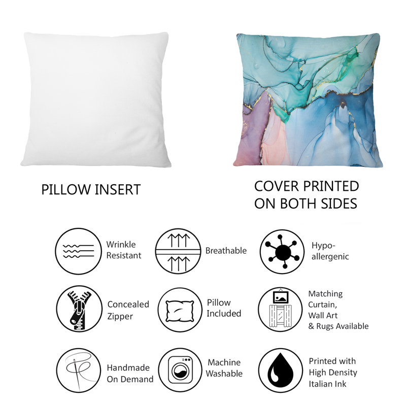 Coussin vert et bleu Tender liquide Art IV - imprimé moderne 1