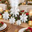Ensemble de 6 décorations de table en bois blanc 3D en forme de flocons de neige