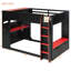 Lit mezzanine en bois avec bureau réglable en hauteur, tiroirs, compartiments de rangement, tringle et lumières RVB-1209012104