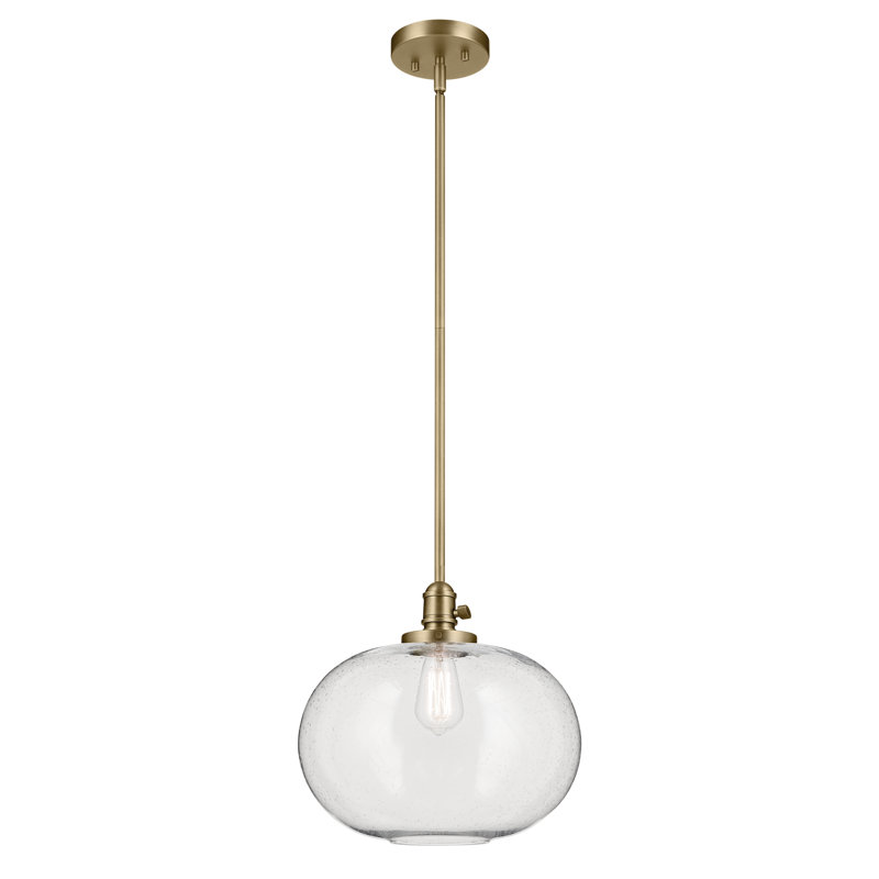 14" 1-Light Globe Pendant, Natural Brass