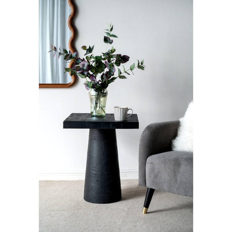 Square Side Table With Pedestal Base