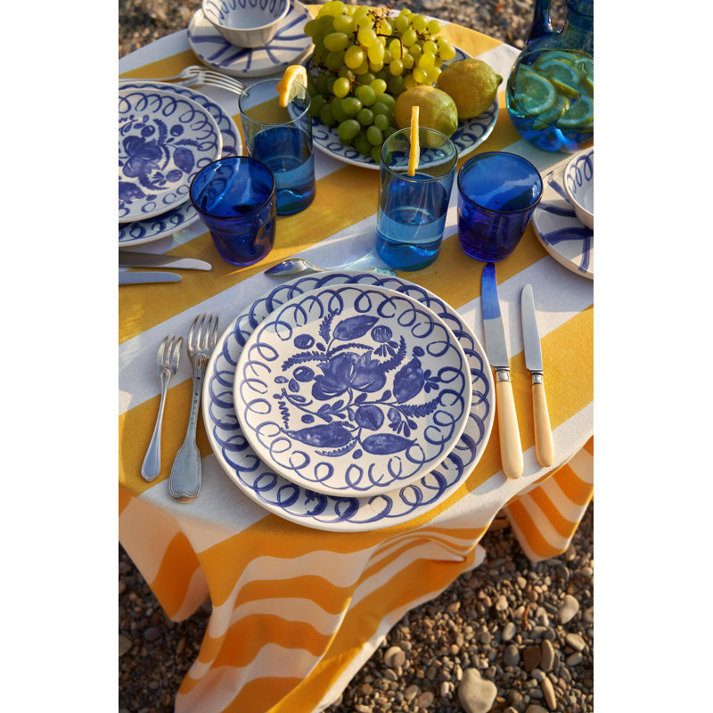 Amalfi Dinner Plate - 10.6", White/Blue