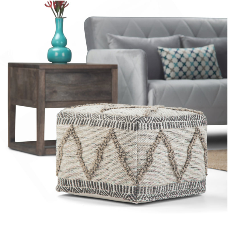 Pouf carré Sweeney - gris / naturel
