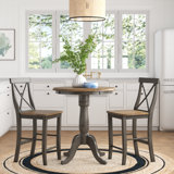 Dhar 2 - Person Solid Wood Solid Wood Top Pedestal Dining Set