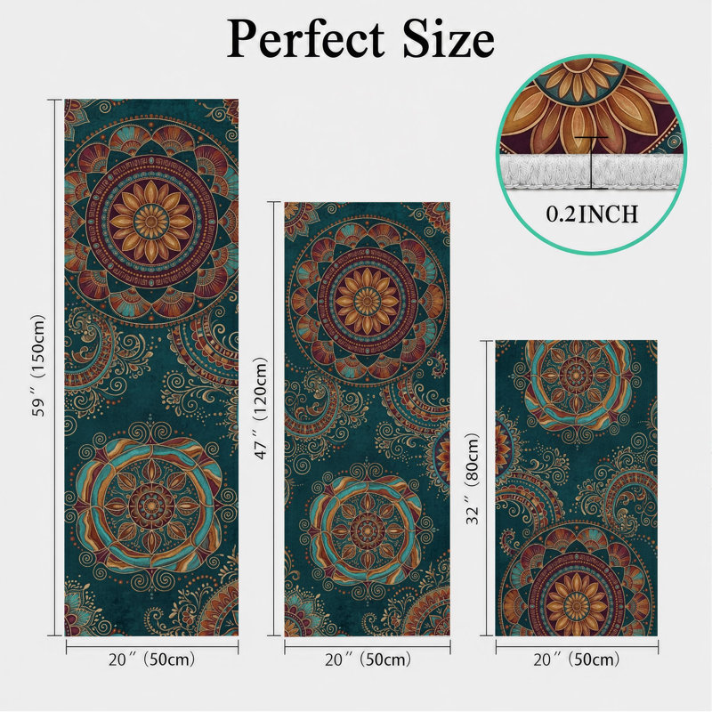 Tapis de cuisine antidérapant à motif mandala