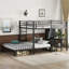 Structure de lit superposé avec garde-robe intégrée, lit superposé en métal avec bureau et chaises de rangement