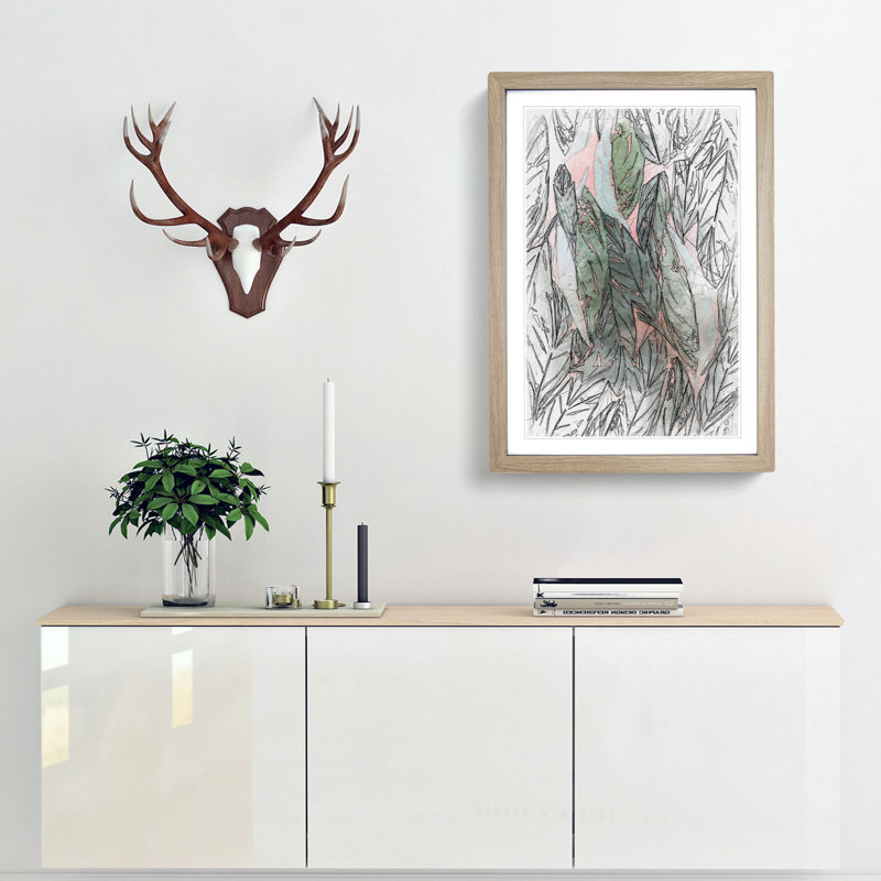 Leaf Pattern in Abstract - Picture Frame Graphic Art Print, Oak Framed, 36cm H x 27cm W x 2cm D