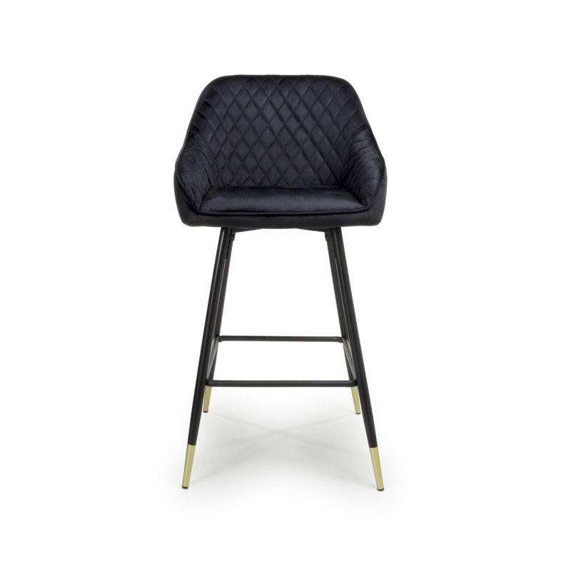 Adedeji Upholstered Counter Stool with Metal Frame, Black