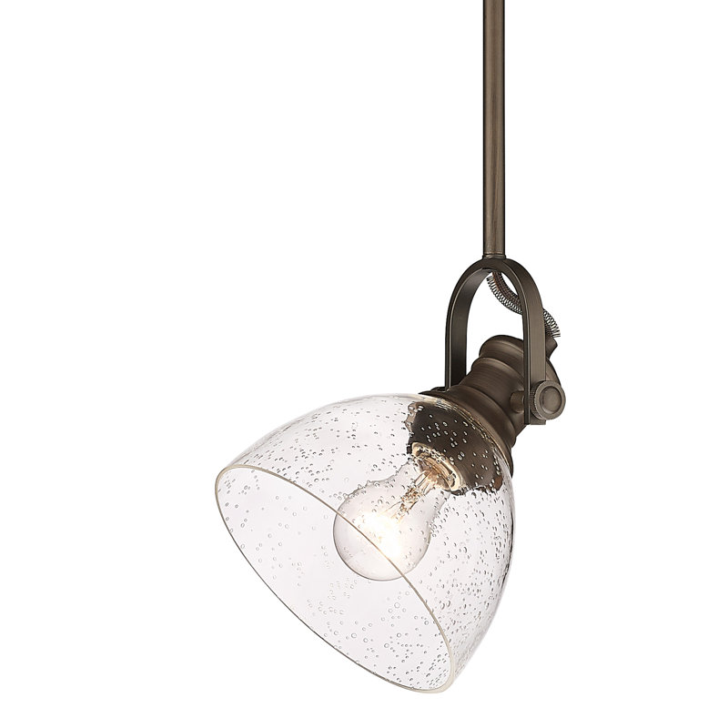 Luminaire suspendu en forme de dôme à 1 lumière Bales, Verre martelé, Bronze huilé