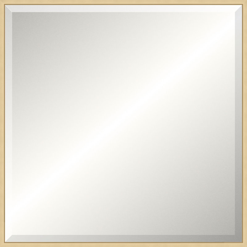 Floater 2 Solid Wood Beveled Mirror, 23.25" x 23.25", Champagne, Square