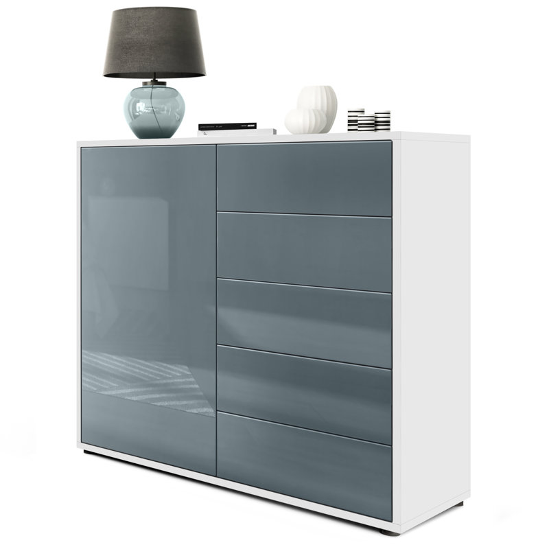 Mcdevitt 79cm Sideboard, Matt White/Glossy Grey