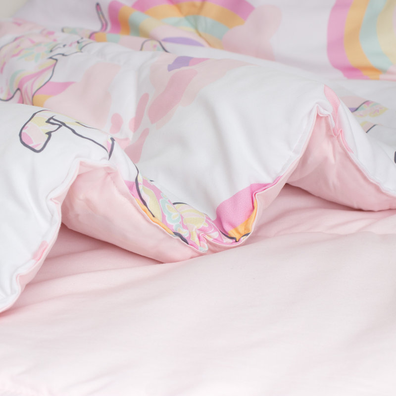 Pink Unicorn Reversible Comforter Set, Full/Queen Comforter + 2 Standard Shams