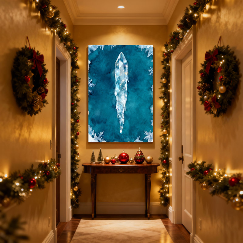 Glaçons de Noël, glaçons, flocons de neige, bleu hiver, ensemble de 3 impressions sur toile, H 18 po x l 12 po