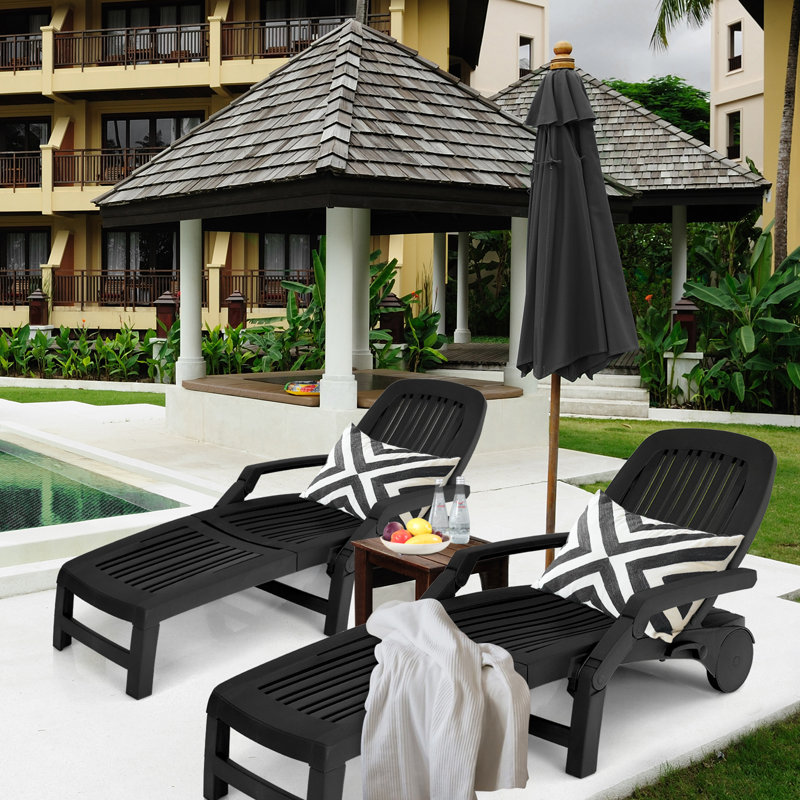 Chaise longue simple inclinable 62 po Schkyra, Noir