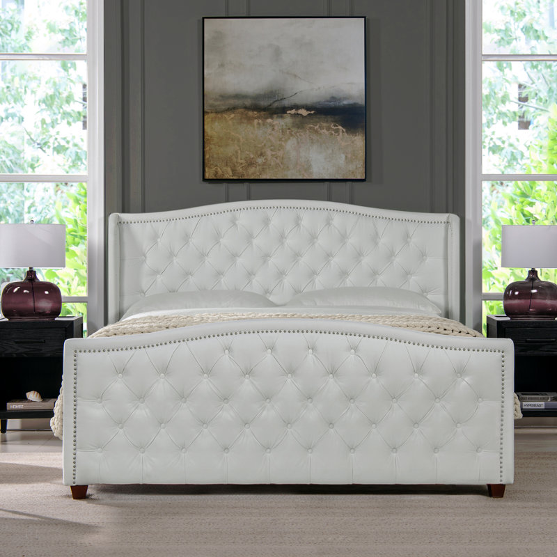 Ensemble de lit pour tête de lit tapissier, très grand, polyester, Très grand lit, Blanc
