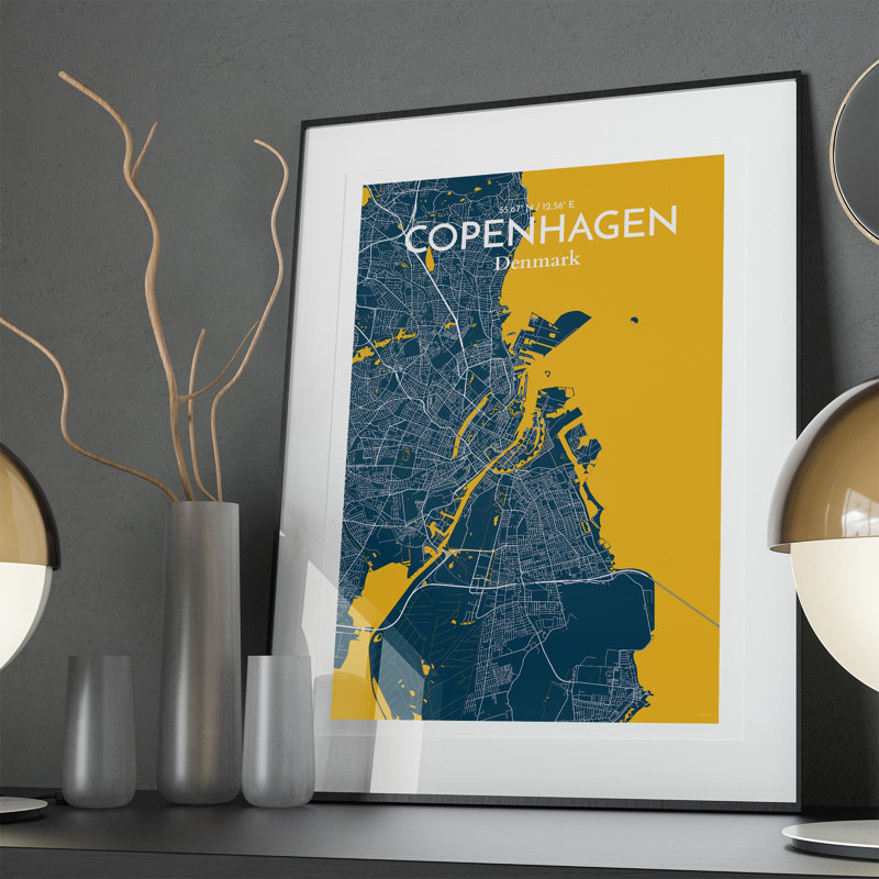 Copenhagen City Map In Amuse - No Frame Print, 36cm H x 24cm W x 0.05cm D