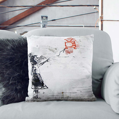 Balloon TV Girl Square Throw Cushion