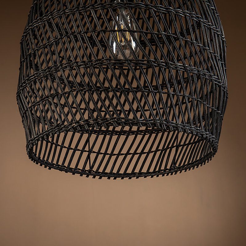 Alleman 1-Light Natural Rattan Pendant, Black