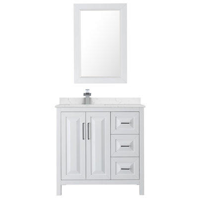 Meuble-lavabo sur pied simple 36 po avec plateau en marbre de culture Daria