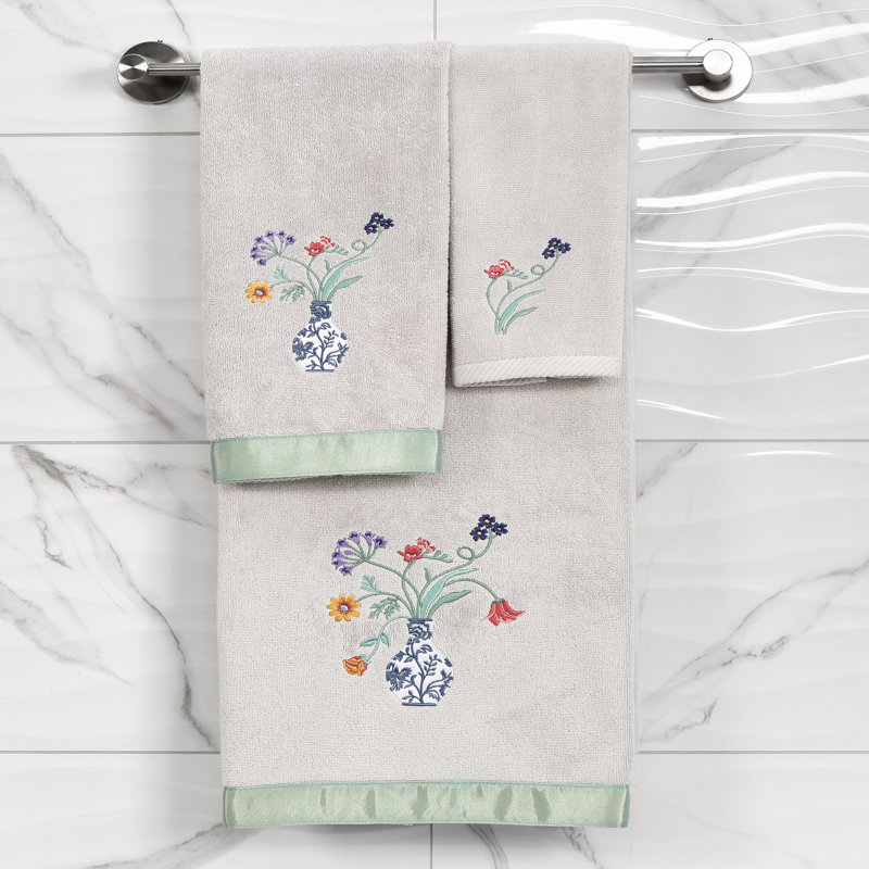 4 Piece Turkish Cotton Towel Set, Silver