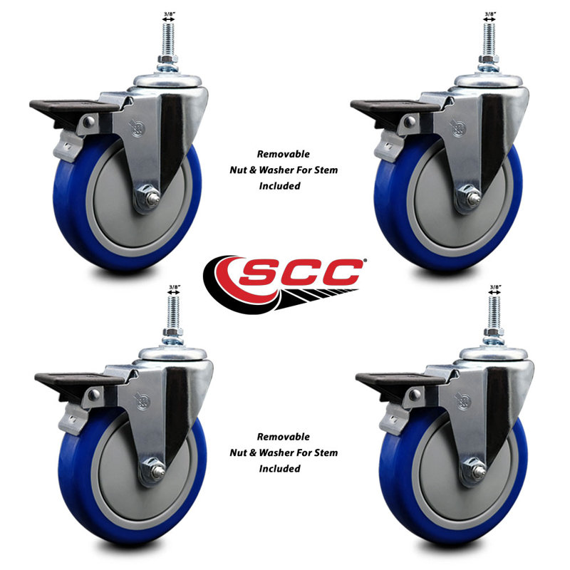 Polyurethane 3/8 Inch Threaded Stem Caster with Brake