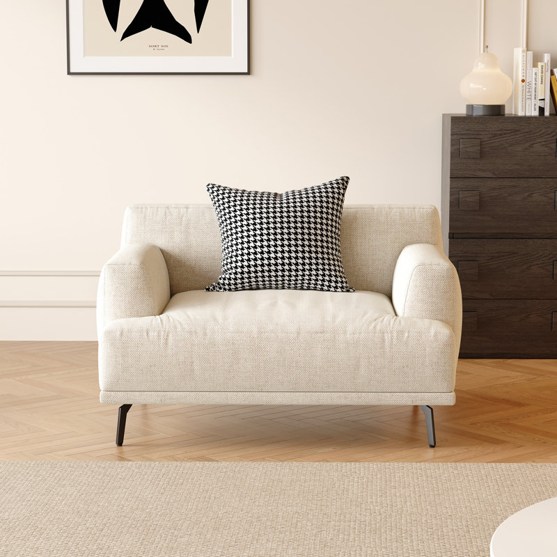 41.3" Breathable Cotton-linen Fabric Sofa, Solid Wood Frame, High-elastic Sponge Seat Cushion