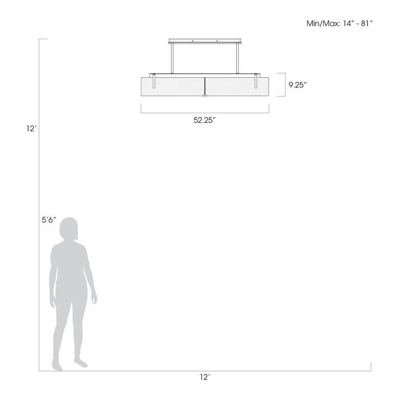 Luminaire suspendu linéaire 52,25 po Terra, Transparent