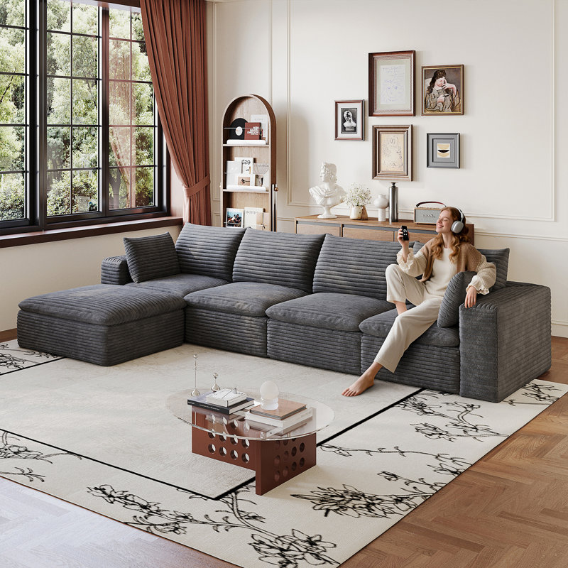Canapé 134 po Cloud, 134" W, DARK GREY Fabric