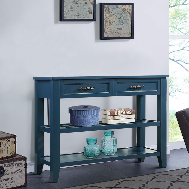 Vaelan 42.01'' Console Table, Navy Blue