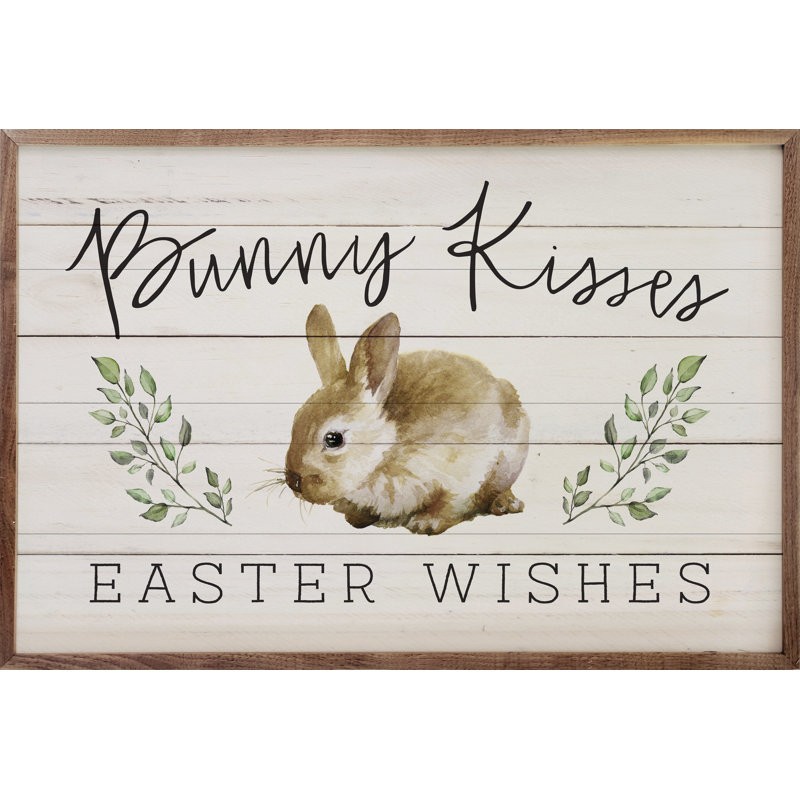 Bunny Kisses, voeux de Pâques, verdure, blanchi, H 10 po x l 16 po x P 1,5 po