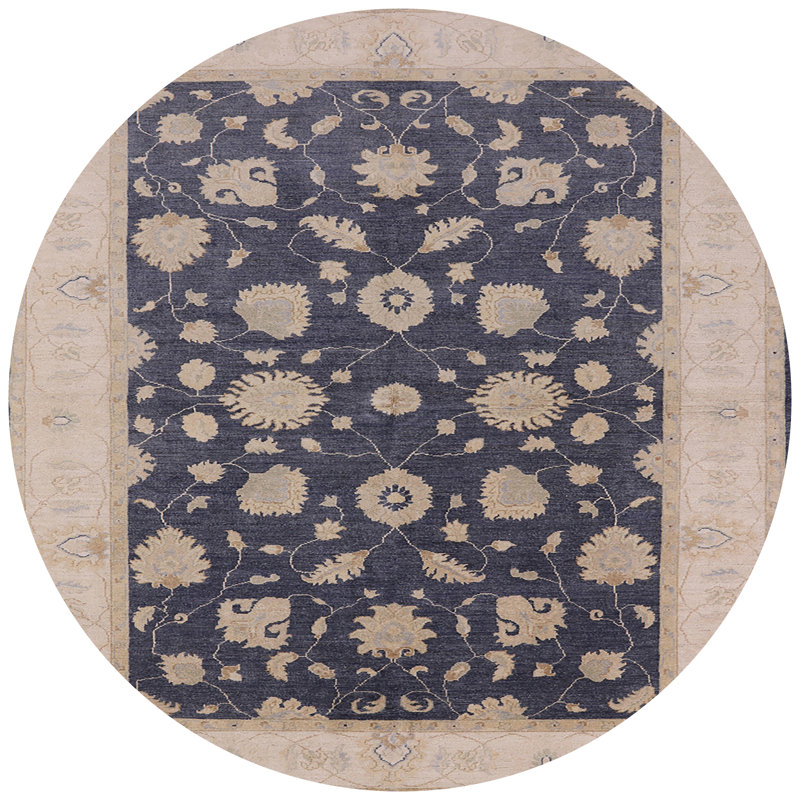 Tapis oriental ivoire / bleu Cerda, Rond 4 pi