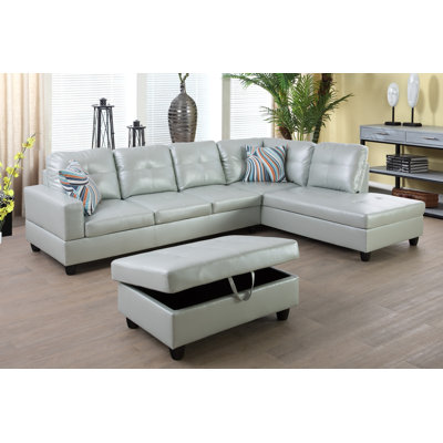 Brevard Faux Leather L-Shaped Sectional
