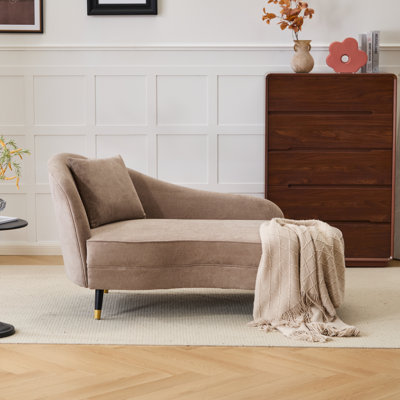 Montclair Mid-Century Modern Curved Upholstered Chaise Lounge with Lumbar Pillow