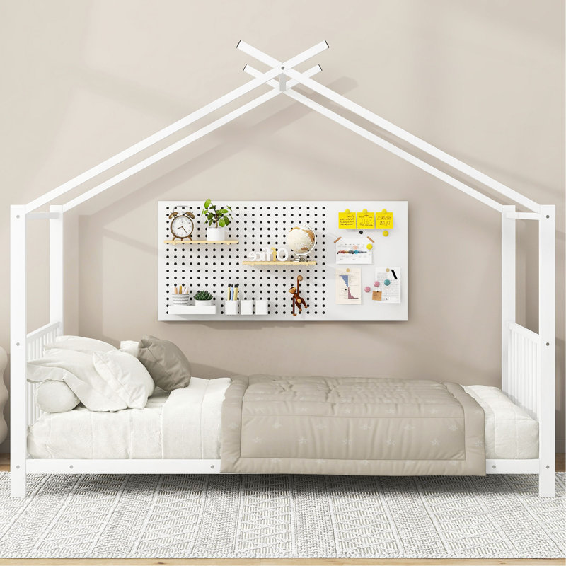 Lit plateforme simple en métal, blanc