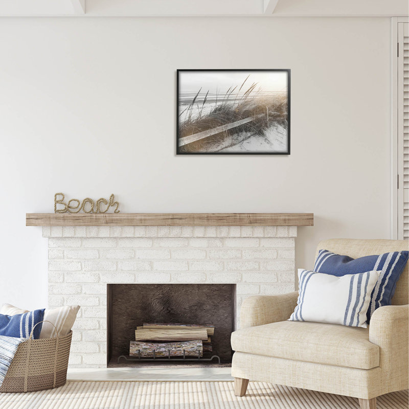 Au-470-Giclée, photographie de photographie de roseaux de plage, H 24 po x l 30 po x P 1,5 po, Giclée encadrée noir minuit