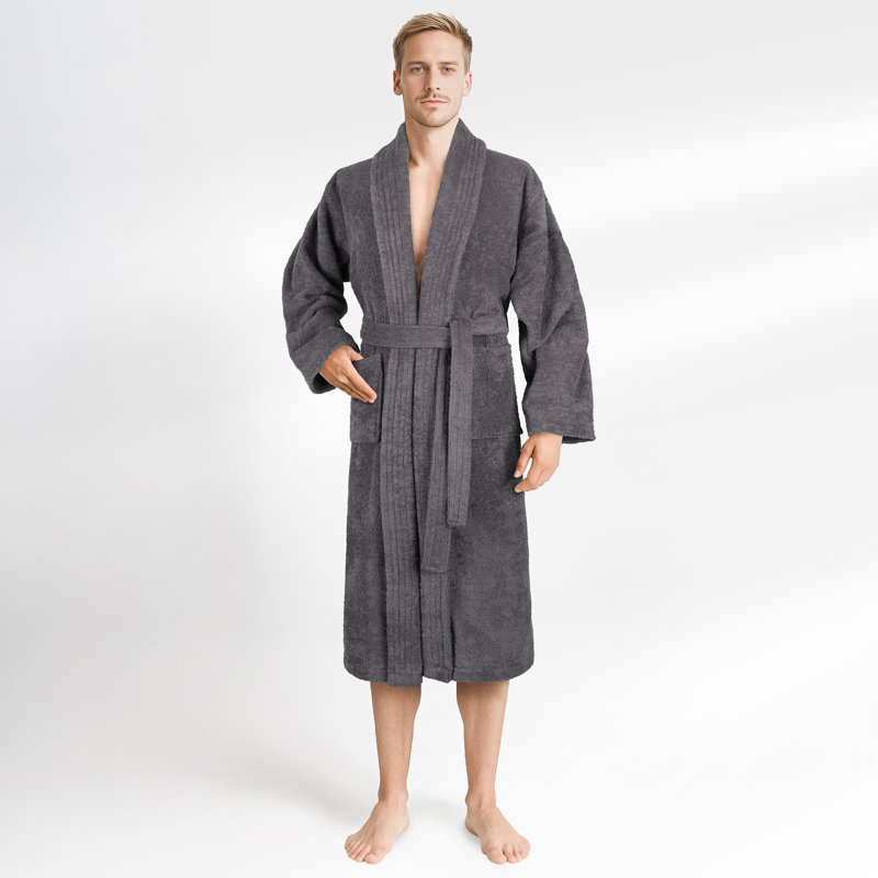Peignoirs turcs 100% coton, robes pour hommes légères et absorbantes, Gris, 2TG