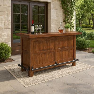 Comptoir de bar autoportant Reggie, bois brun cerise de 78 pouces