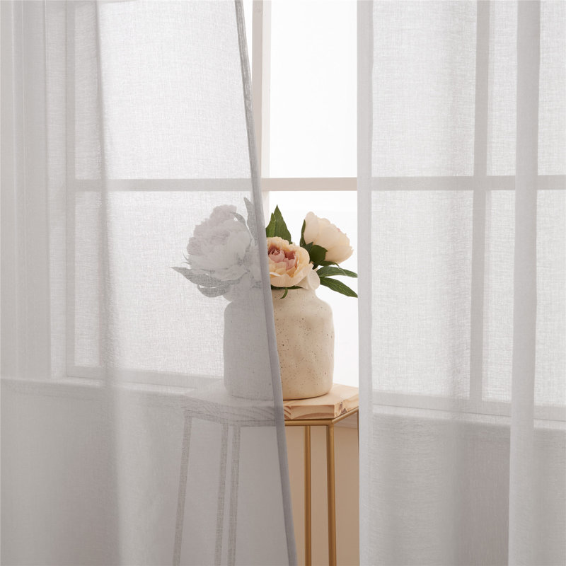 Paire de rideaux transparents avec œillets Diyon, Gris foncé, L 54 po x L 84 po