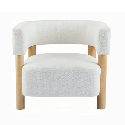 Boucle Upholstered Accent Arm Chair with Comfortable Foam Cushions and Sturdy Rubber Wood Frame for Elegant Seating