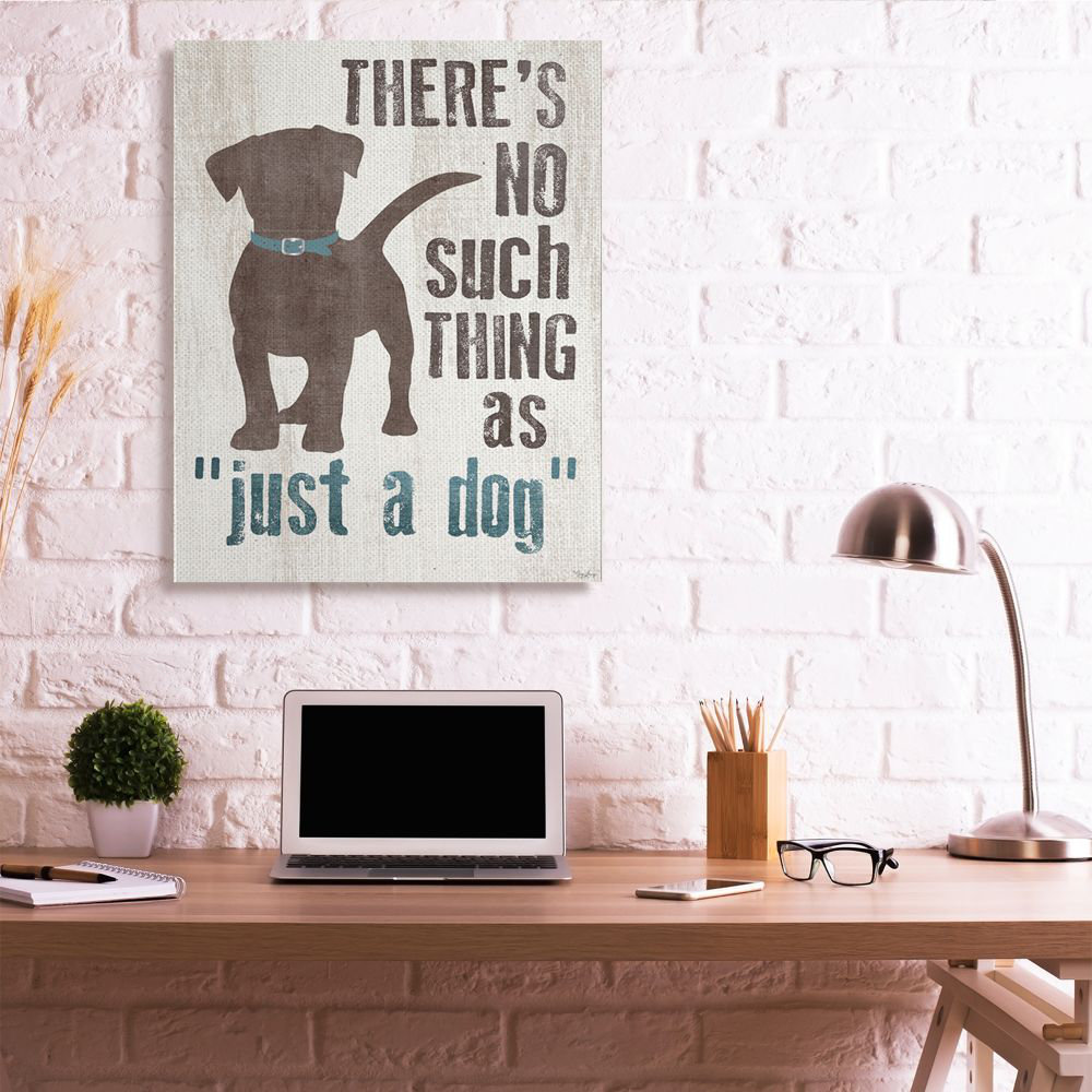 " Not Just A Dog Phrase Family Pet Brown Blue Word Design " by Gigi Louise Winston Porter 