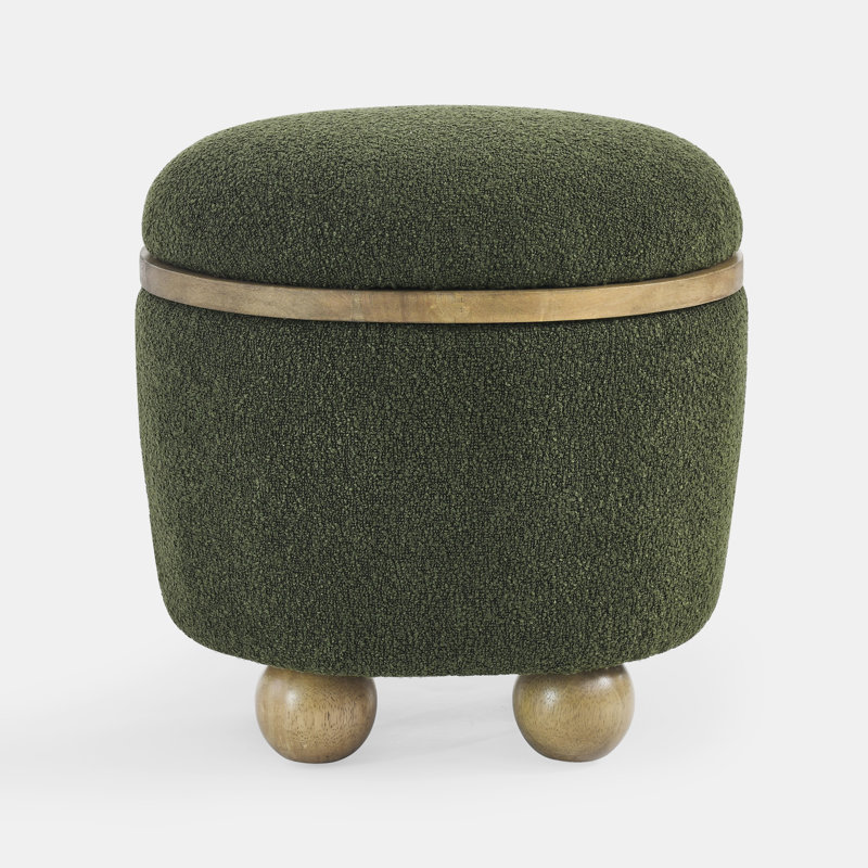 Round storage stool with cushioned seat