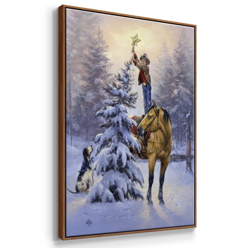 Toile tendue encadrée par l'artiste, H 37 po x l 25 po x P 1,5 po, Cadre flottant noyer