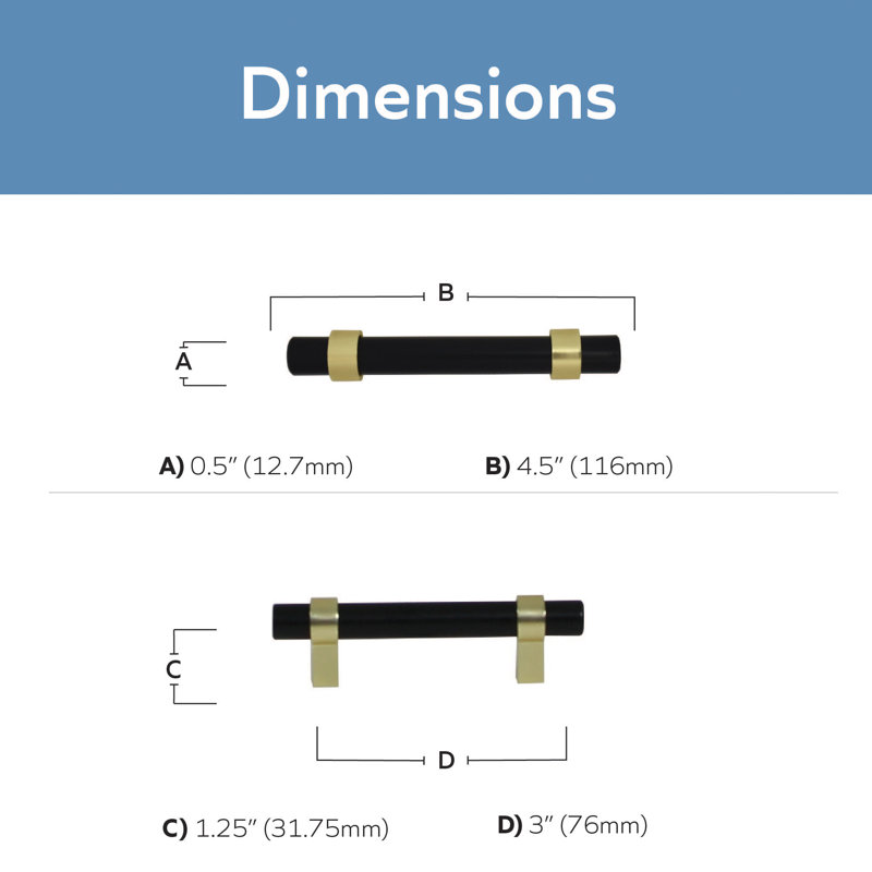 Admira 3" Center Bar Pull Multipack, Black/Gold