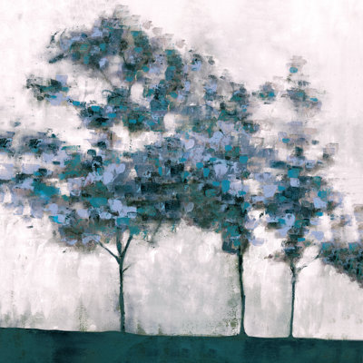 Soft Blue Painted Trees - Wrapped Canvas Painting