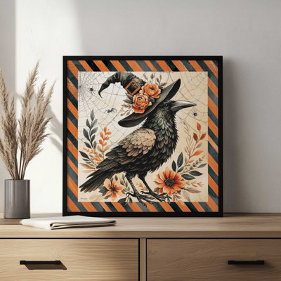 Vintage Halloween Crow II by Nicole DeCamp Art Print