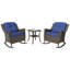 Ensemble de chaises berçantes d'extérieur à haut dossier 3 pièces avec coussins épais et table d'appoint pour porche, bord de piscine, terrasse et cour-1862849683